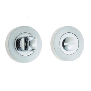 Frelan Hardware JV2666PCSC Bathroom Thumbturn and Release Set Polished Chrome and Satin Chrome