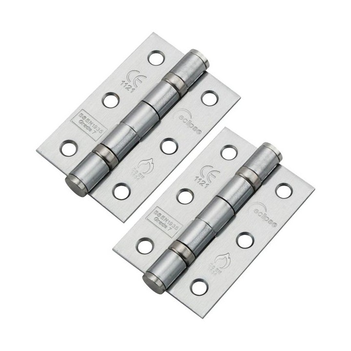 Eclipse 14101 Mild Steel Ball Bearing Hinge Grade 7 Satin Chrome 76 x 51 x 2mm 2 Pack