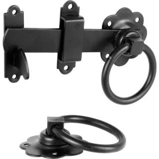 4Trade Plain Ring Gate Latch Black 150mm