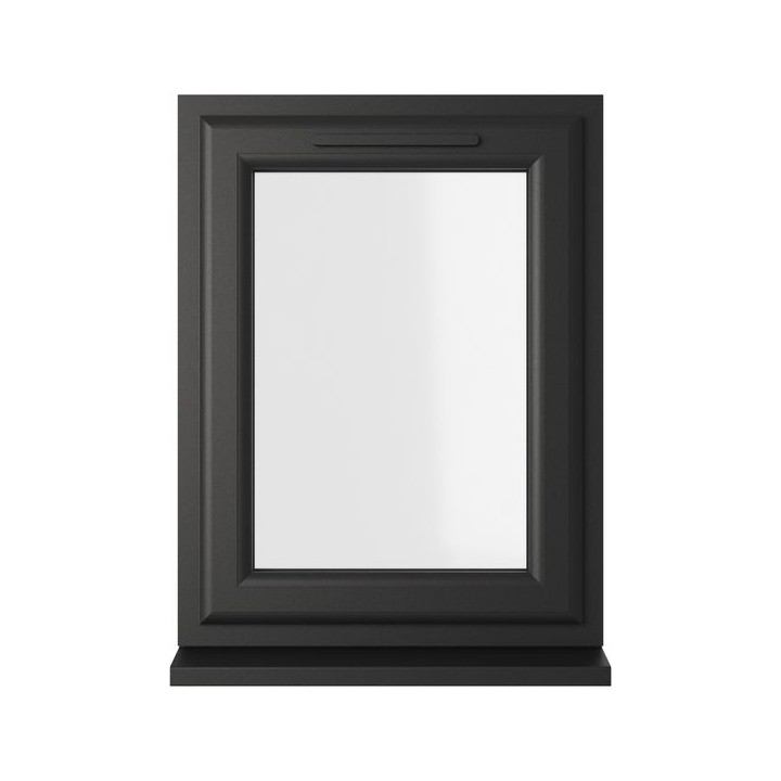 Crystal Double Glazed uPVC Window Black/White Left Hung 965mm x 610mm Clear