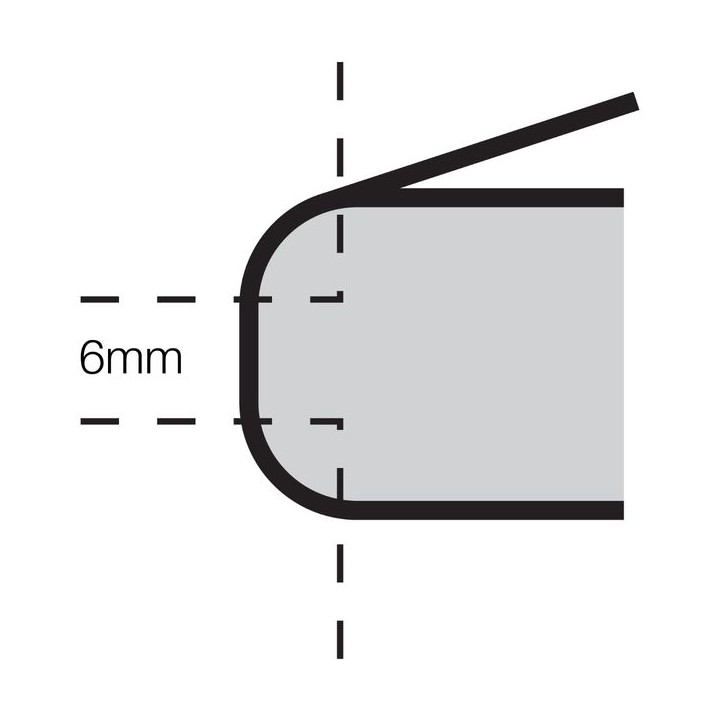Centurion CJ203L 6mm Radius Bullnose Corner Worktop Trim Aluminium Matt Silver 670 x 40 x 18mm