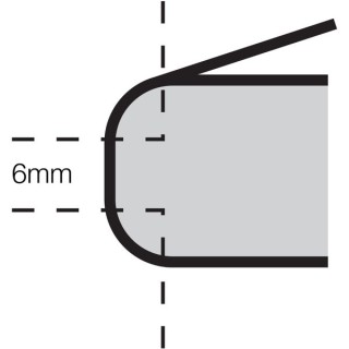 Centurion CJ202L 6mm Radius Bullnose End Worktop Trim Aluminium Matt Silver 670 x 40 x 5mm
