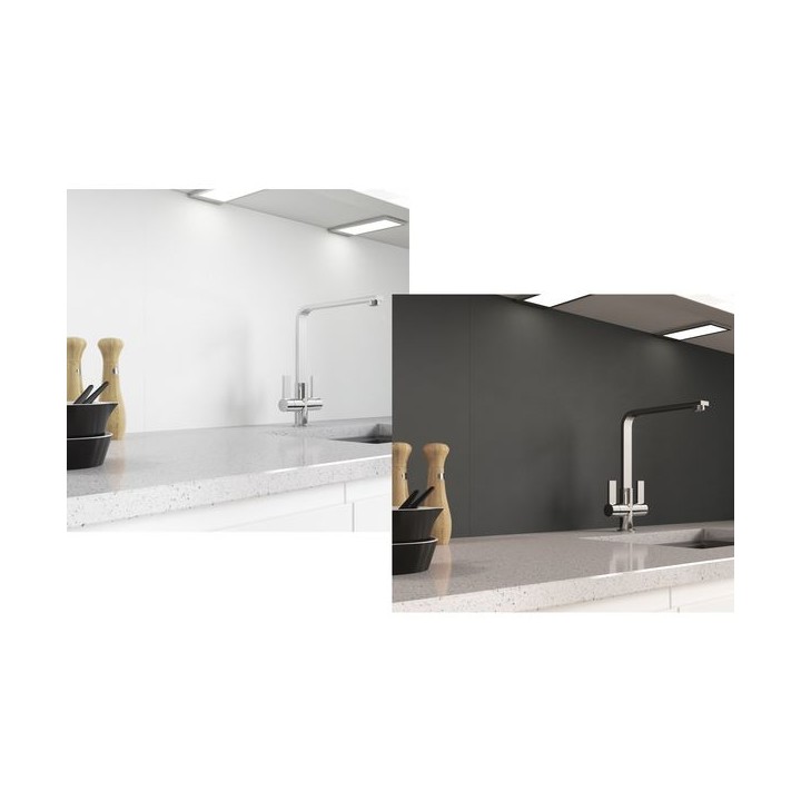 Alusplash 900 X 800mm Double Sided Splashback Iceberg White and Lava Stone