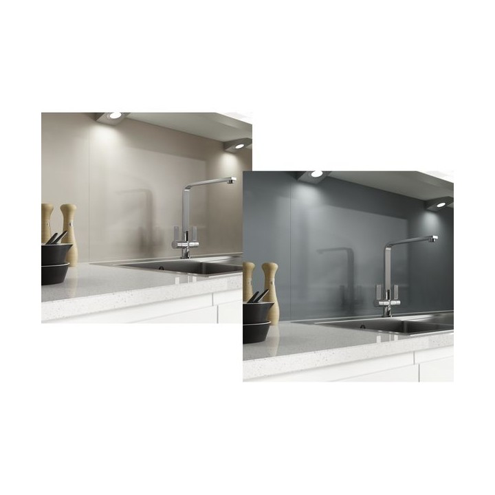 Alusplash 900 X 800mm Double Sided Splashback Warm Grey and Petrol Blue