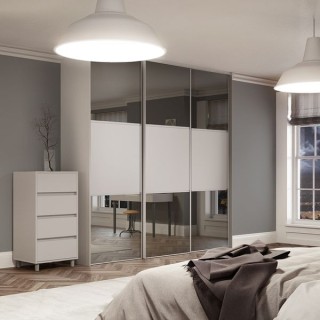 Spacepro Classic 3 x Cashmere Frame Mirror Cashmere Panel Sliding Doors H2260 x W1760