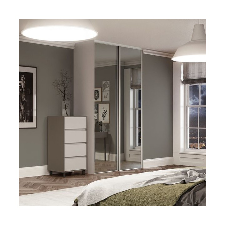 Spacepro Heritage 2 x White Frame Mirror Sliding Doors H2260 x W1499