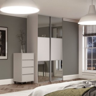 Spacepro Classic 2 x Cashmere Frame Mirror Cashmere Panel Sliding Doors H2260 x W1489