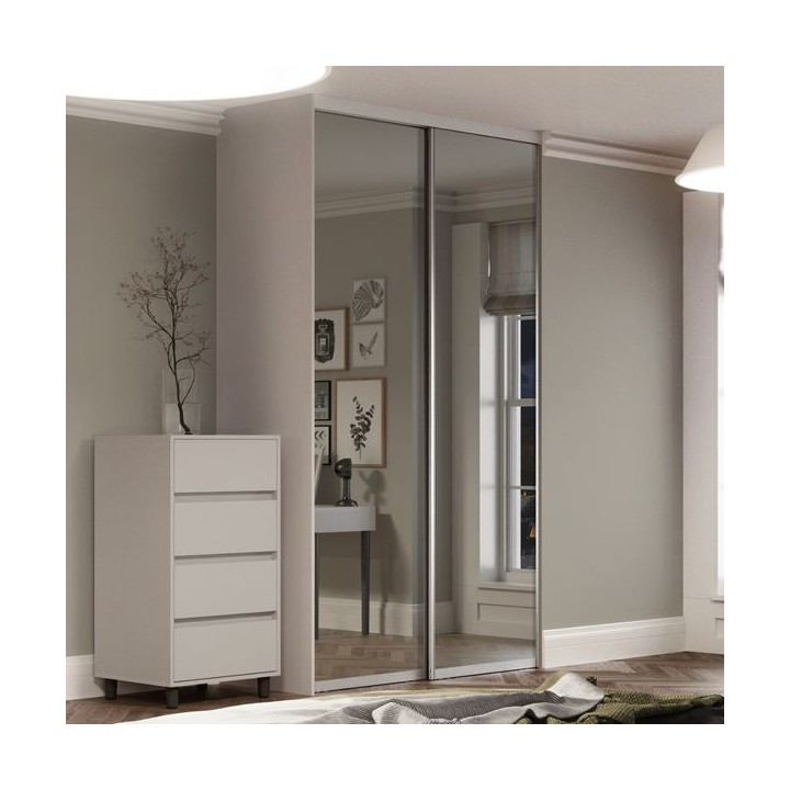 Spacepro Contour 2 x Silver Frame Mirror Sliding Doors H2260 x W1489