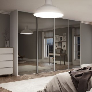Spacepro Heritage 4 x Silver Frame Mirror Sliding Doors H2260 x W3606