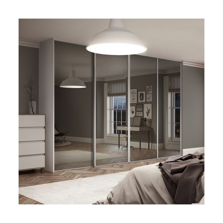 Spacepro Heritage 4 x Silver Frame Mirror Sliding Doors H2260 x W3606
