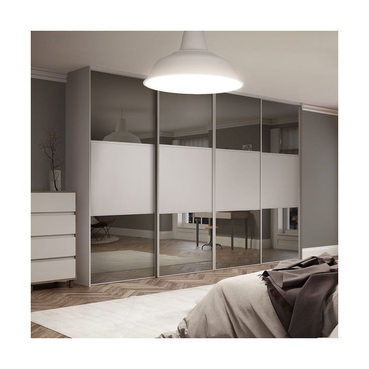 Spacepro Classic 4 x Cashmere Frame Mirror Cashmere Panel Sliding Doors H2260 x W2978