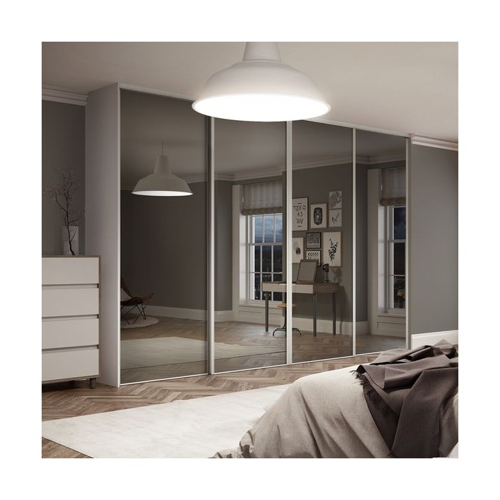 Spacepro Heritage 4 x White Frame Mirror Sliding Doors H2260 x W2390