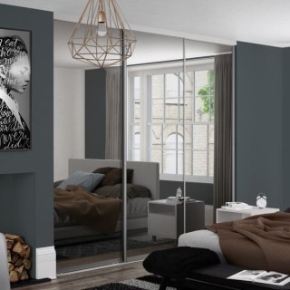 Spacepro Contour 3 x Silver Frame Mirror Sliding Doors H2260 x W2672