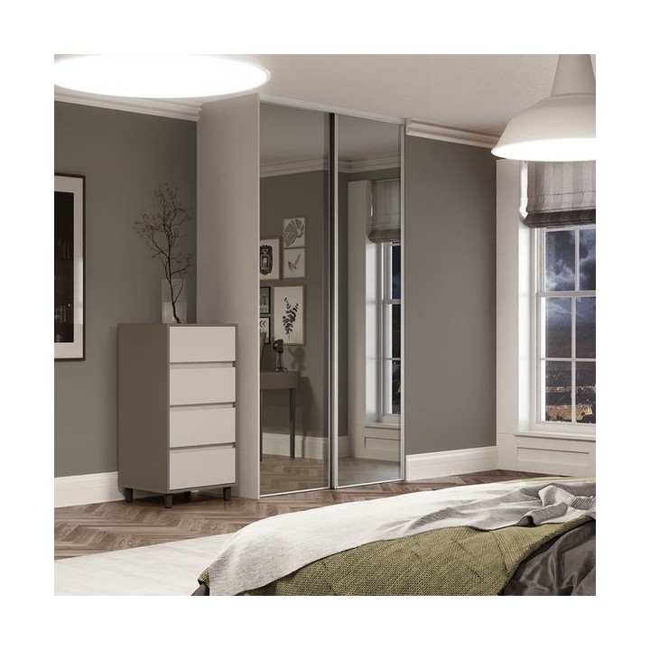 Spacepro Heritage 2 x Silver Frame Mirror Sliding Doors H2260 x W1803