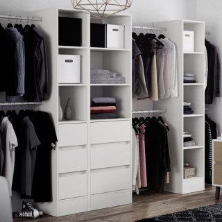 Spacepro 600mm Tower Unit with 3 Drawers and Hanger Bar White 2100 x 600 x 20mm