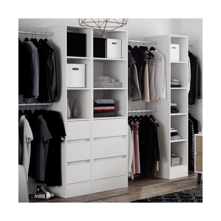 Spacepro 600mm Tower Unit with 3 Drawers and Hanger Bar White 2100 x 600 x 20mm