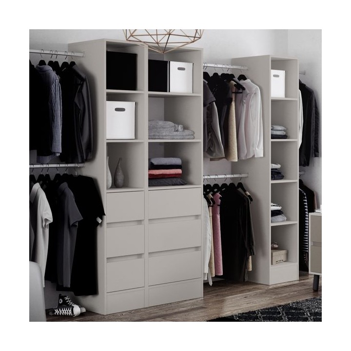 Spacepro 600mm Tower Unit with 3 Drawers and Hanger Bar Dove Grey 2100 x 600 x 20mm