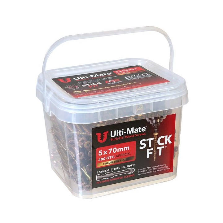 Ulti-Mate® Stick-Fit® Wood Screws 5.0 x 70mm Qty 400