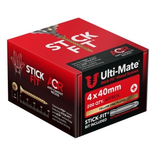 Ulti-Mate® Stick-Fit® Wood Screws 4.0 x 40mm Qty 200