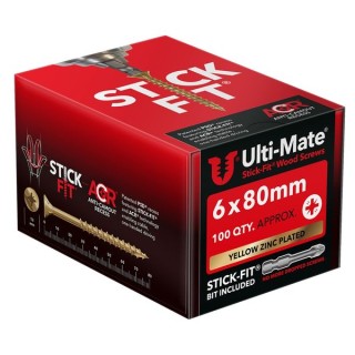 Ulti-Mate® Stick-Fit® Wood Screws 6.0 x 80mm Qty 100