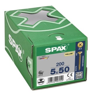 SPAX PZ Flat Countersunk Screw Yellox Coated 5 x 50mm Qty 200