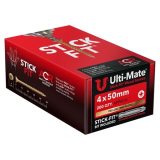 Ulti-Mate® Stick-Fit® Wood Screws 4.0 x 50mm Qty 200
