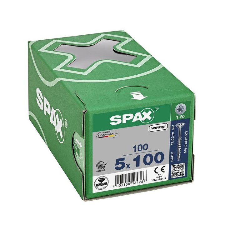 SPAX T-Star Flat Countersunk Screw Wirox Coated 5 x 100mm Qty 100
