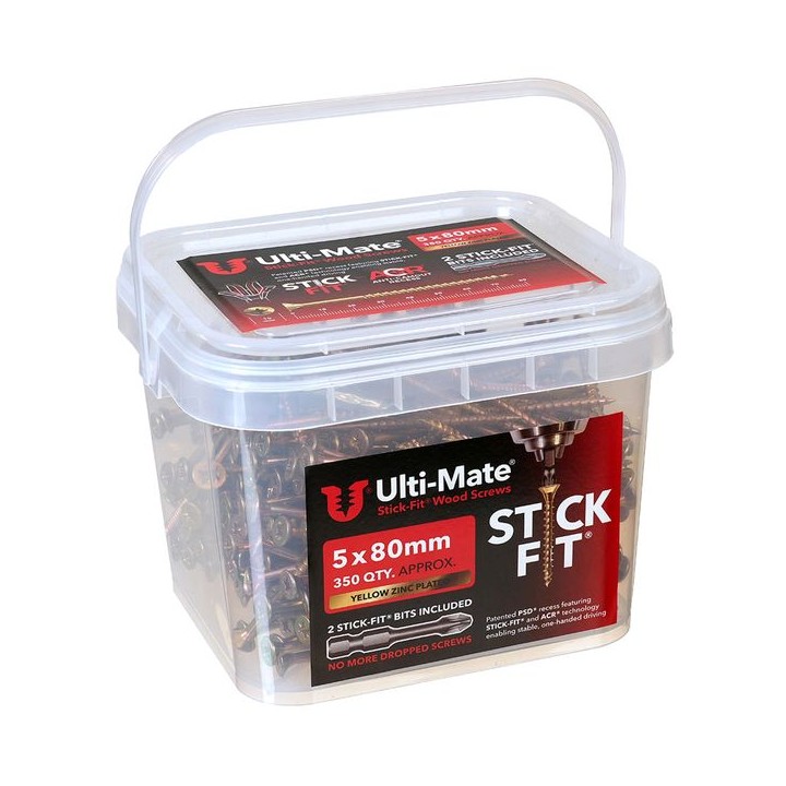 Ulti-Mate® Stick-Fit® Wood Screw 5.0 x 80mm Qty 350