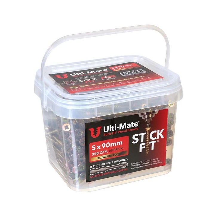Ulti-Mate® Stick-Fit® Wood Screws 5.0 x 90mm Qty 350