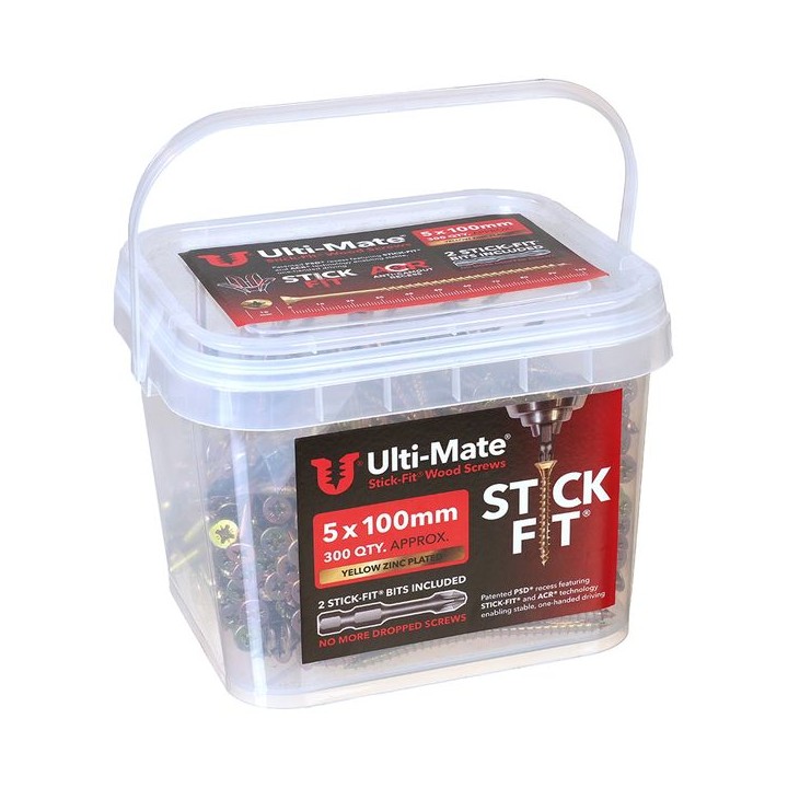 Ulti-Mate® Stick-Fit® Wood Screws 5.0 x 100mm Qty 300
