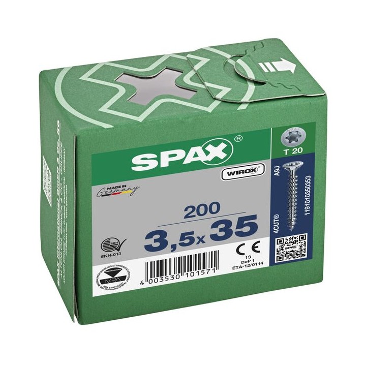 SPAX T-Star Flat Countersunk Screw Wirox Coated 3.5 x 35mm Qty 200