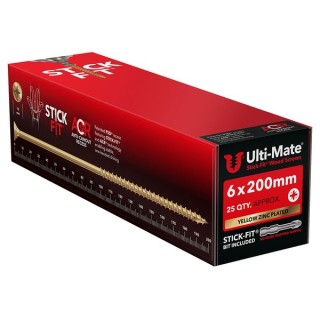 Ulti-Mate® Stick-Fit® Wood Screws 6.0 x 200mm Qty 25
