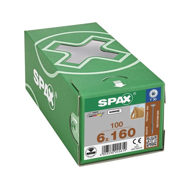 SPAX T-Star Washer Head Screw Wirox Coated 6 x 160mm Qty 100