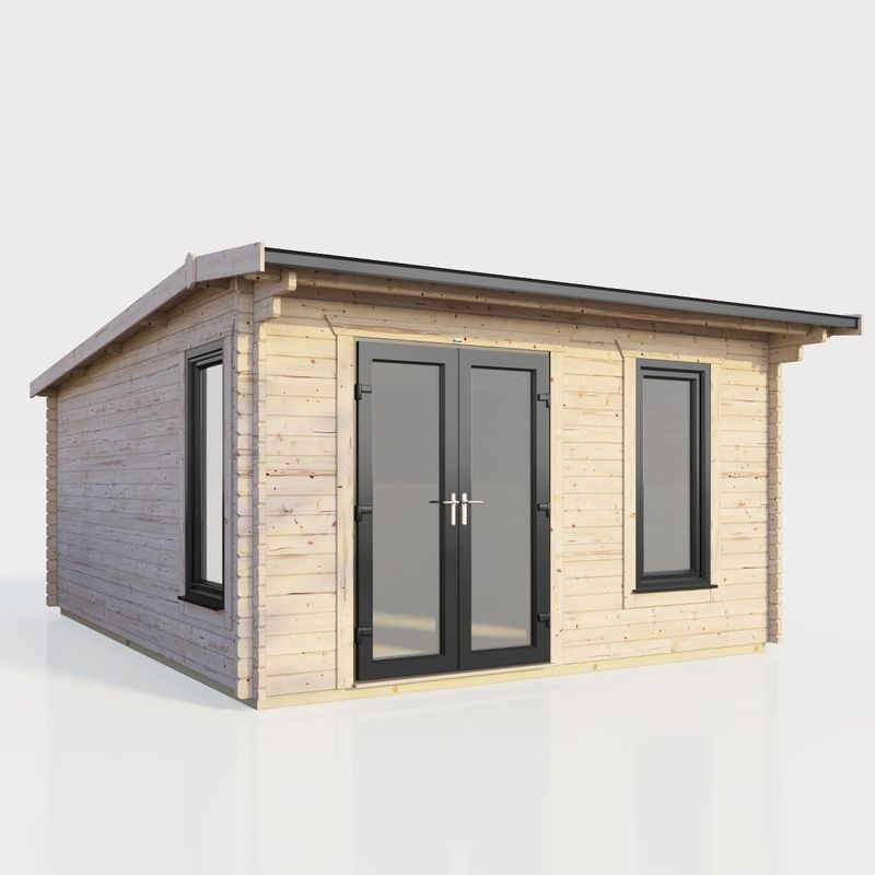 14 x 14 Power Apex Log Cabin Left Doors 14 x 14 Power Apex Log Cabin Left Doors