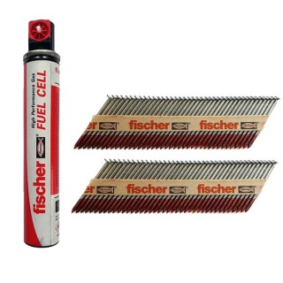 Fischer 550 Double Galvanised Nail & Gas Fuel Pack 3.1x90mm & 3.1x75mm