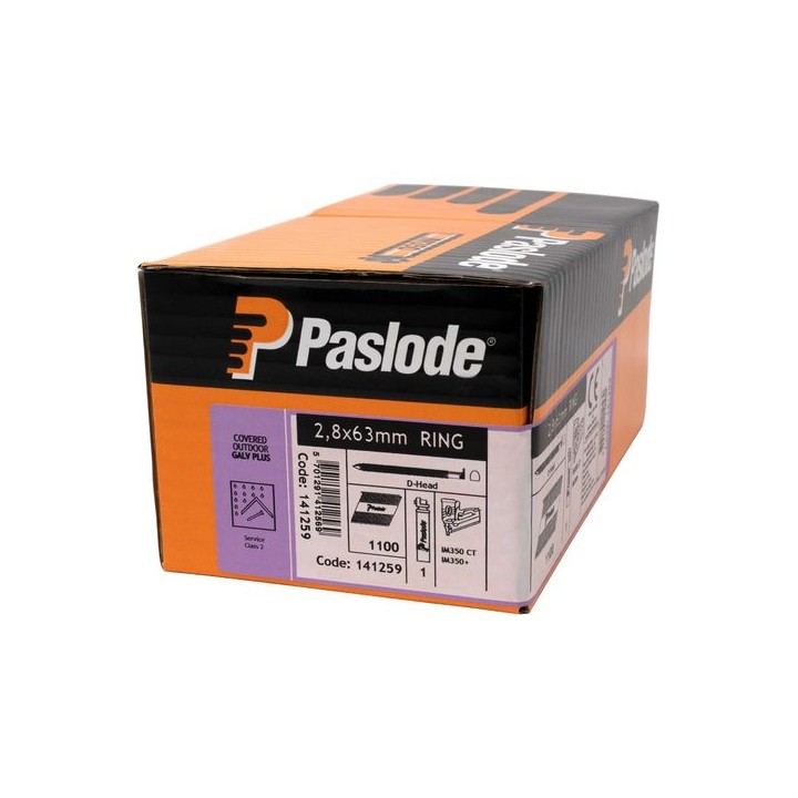 Paslode 141259 Galvanised Ring Handy Pack 63 x 2.8mm