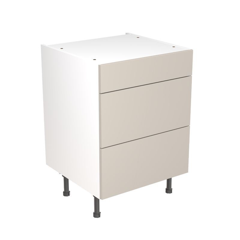 Flatpack Three Drawer Base Unit Ultra Matt Light Grey Slab 600mm - FKKF0706 Flatpack Three Drawer Base Unit Ultra Matt Light Grey Slab 600mm - FKKF0706