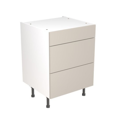 Flatpack Three Drawer Base Unit Ultra Matt Light Grey Slab 600mm - FKKF0706