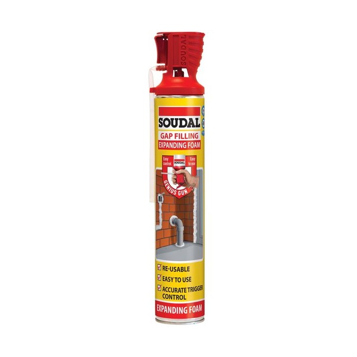 Soudal 750ml Genius Gun Gap Expanding Foam - Champagne