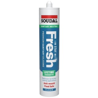 Soudal 290ml Stay Fresh Acetoxy Anti-Mould Silicone - Clear