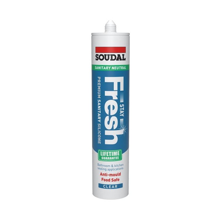 Soudal 290ml Stay Fresh Acetoxy Anti-Mould Silicone - Clear