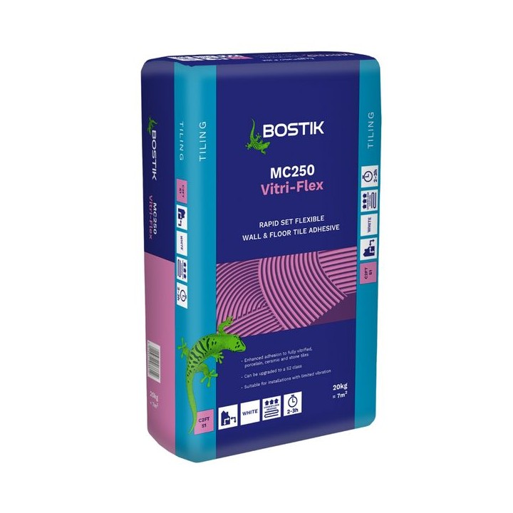 Bostik MC250 Vitri-Flex Rapid Set White Wall & Floor Tile Adhesive 20kg