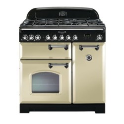 Rangemaster Classic Deluxe Dual Fuel Range Cooker 90cm Cream with Chrome Trim - CDL90DFFCR C