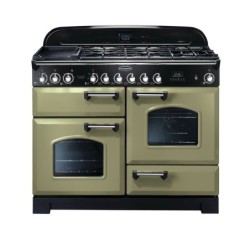 Rangemaster Classic Deluxe Dual Fuel Range Cooker 110cm Olive Green with Chrome Trim - CDL110DFFOG C