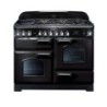 Rangemaster Classic Deluxe Dual Fuel Range Cooker 110cm Black with Chrome Trim - CDL110DFFBL C