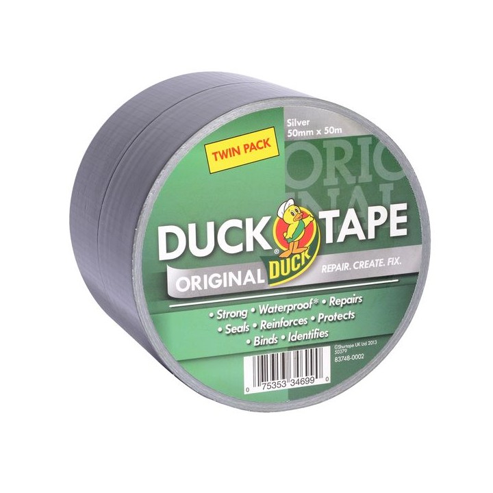 Duck Tape Original Twin Pack Silver 50mm x 50M