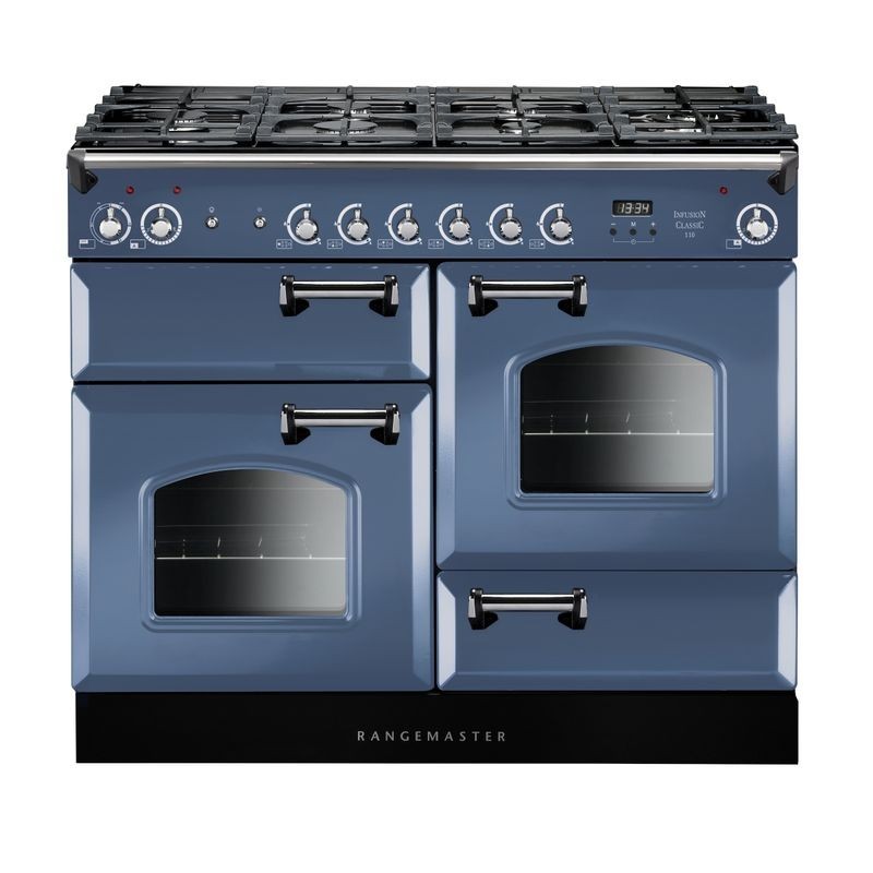 Rangemaster Classic Dual Fuel Range Cooker Stone Blue 110cm - INC110DFFSB