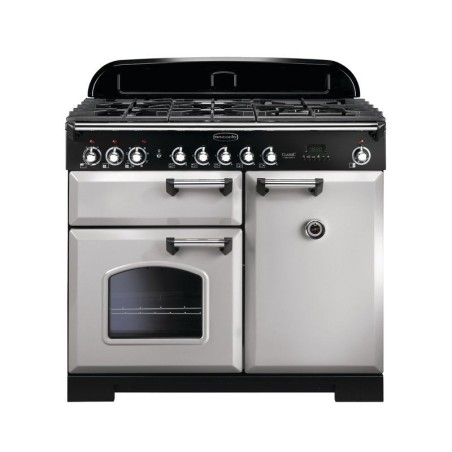 Rangemaster Classic Deluxe Dual Fuel Range Cooker 100cm Royal Pearl with Chrome Trim - CDL100DFFRP C
