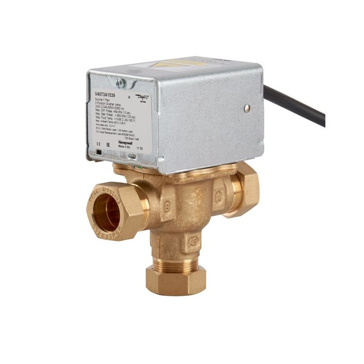 Honeywell Home 3 Port Motorised Mid Position Zone Plumbing Heating Valve 22mm V4073A1039/U