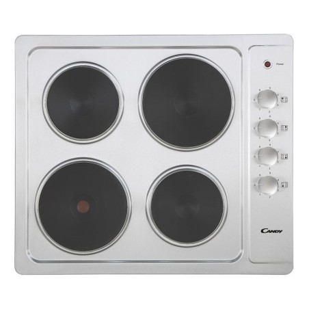 Candy Four Zone Electric Plate Hob with Rotary Controls Stainless Steel 60cm - CLE64KX